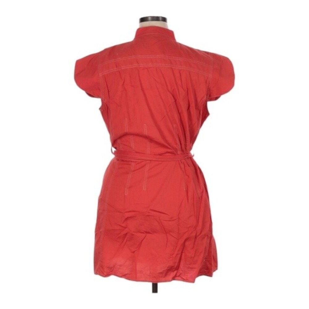 Ashley Stewart Shirt Dress Size 14W Short Sleeve V-Neck Mini Belted Tie Waist - Picture 2 of 7